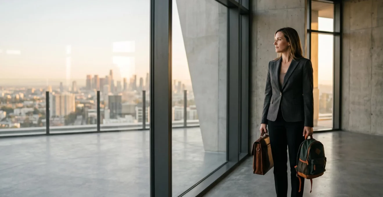 Femme professionnelle entre carrière et famille dans un environnement contemporain